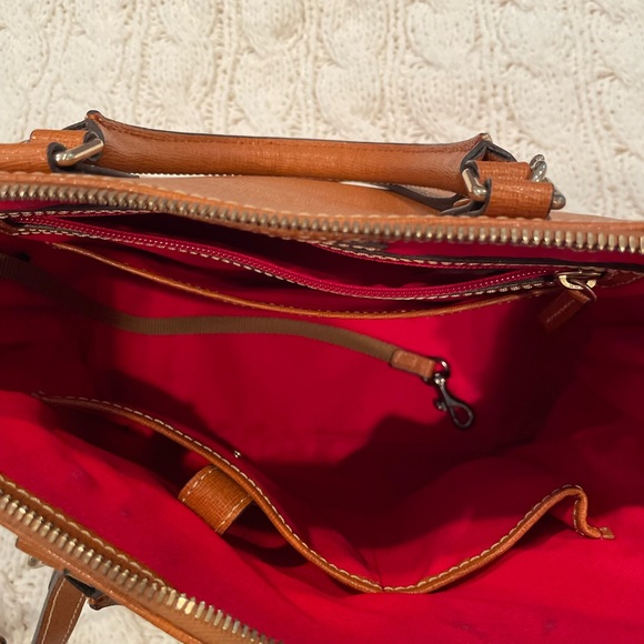 DOONEY & BOURKE Pebble Grain Zip Zip Satchel Caramel Hand Bag Purse | EUC - Picture 6 of 12